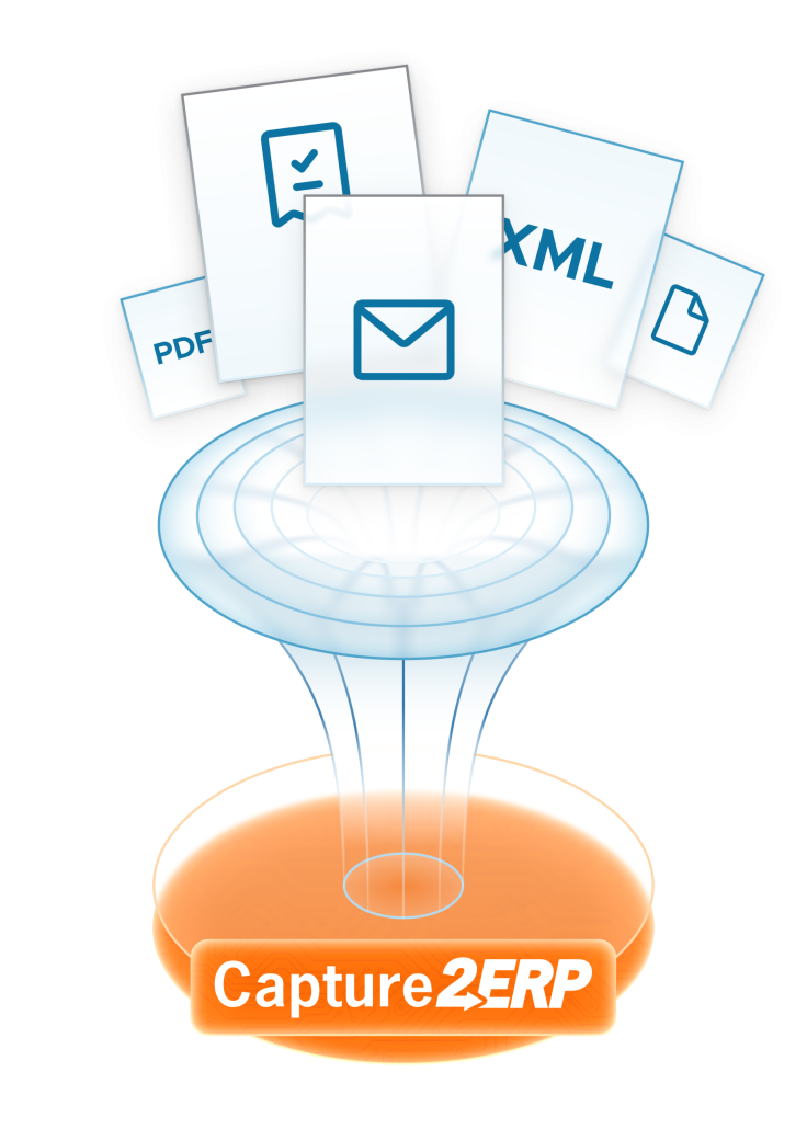 An illustration of Capture2ERP ingesting documents.